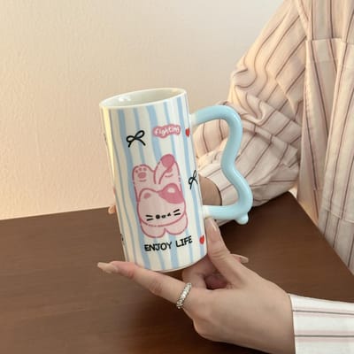 Schattige Konijn Keramische Waterbeker Mok Meisje Kantoor Koffie Ontbijt Melkbeker Praktisch Souvenir Cadeau 301-400ml