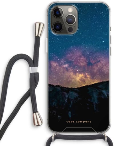Case Company® - Hoesje met koord geschikt voor iPhone 12 Pro hoesje met Koord - Travel to space - Telefoonhoesje met Zwart Koord - Bescherming aan alle Kanten en Over de Schermrand