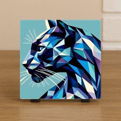 Wenstegeltje Panter Abstract – Keramiek 10,5x10,5 cm – Moderne Jungle Wanddecoratie Spreuktegel – Trendy nu– Hip trendy tegeltje – Cadeau – Zomaar – Deco