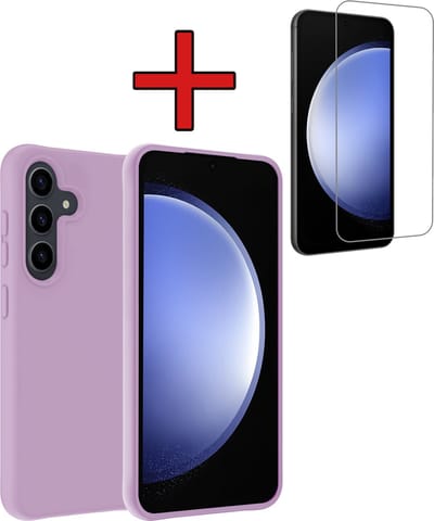 Hoesje - Met Screenprotector - Geschikt voor Samsung Galaxy S23 FE - Sterk & Shockproof - Telefoon Hoes - Back Cover - Siliconen Case - Telefoonhoes - Lila