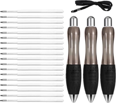 Zware Balpen Set van 3 Stuks, Dikke Pennen met Brede Handgreep, Ideaal voor Schrijven met Beperking, Inclusief 18 Navullingen en Zwart Inkt voor Handproblemen