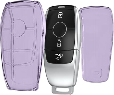 kwmobile autosleutel hoesje geschikt voor Mercedes Benz Smart Key autosleutel (alleen Keyless) - Autosleutel behuizing van TPU - Transparant in paars / transparant