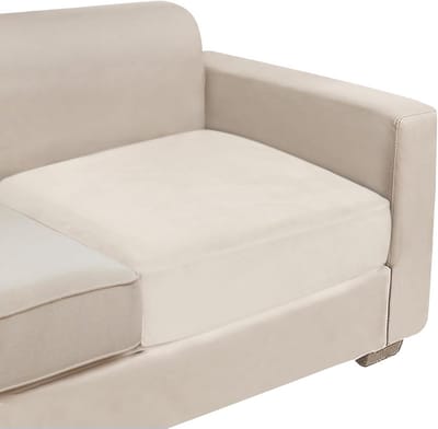 Velvet Sofa Hoes voor Zit- of Rugkussen - Zacht Elastisch Kussenhoes - Beige (1 Stuk)
