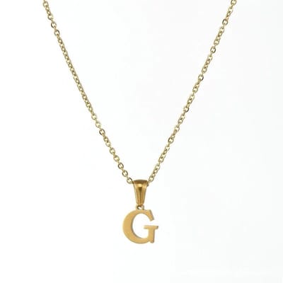Aramat Jewels | Halskettingen | Stalen Letter Ketting goudkleur | G | |1,5mm | Staal | Volwassenen | Verkleurd niet