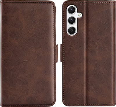 MobyDefend Hoesje - Geschikt voor Samsung Galaxy A35 - Luxe Wallet Book Case (Sluiting Zijkant) - Bruin