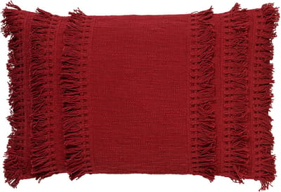 Dutch Decor FARA - Sierkussen 40x60 cm - 100% katoen - met franjes - Merlot - rood - Inclusief binnenkussen - Luxe kussens voor woonkamer & bank