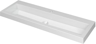 INK Dock Wastafel Polystone met 1 Kraangat - 1200x400x60 mm - Glans Wit