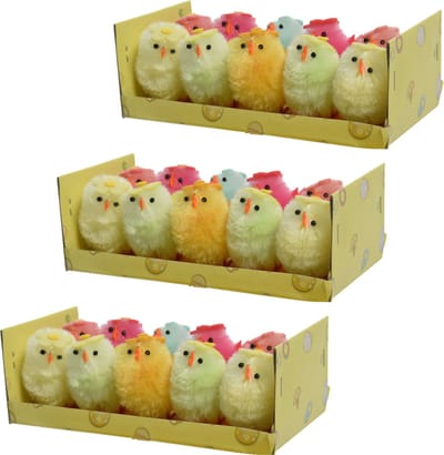 Decoris paaskuikentjes met bloem - 30x stuks - 5 cm
