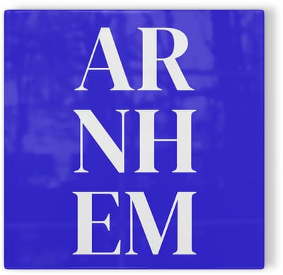 Tegeltje Arnhem - blauw wit - tegeltje stad - tegeltje met tekst