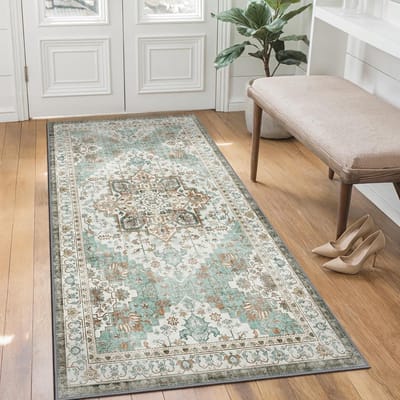 Vloerkleed Woonkamer - Tapijt Slaapkamer - Interieur Decoratie - Antislip Wasbaar - 60x120cm - Lichtblauw