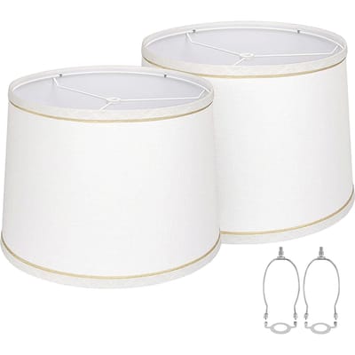 2 Sets Stoffen Lampenkap voor Tafellamp Vloerlamp Amerikaanse Stijl Lampenkap met Lampenkap Harp wit