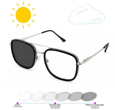 Charley - Leesbril EN zonneleesbril ineen – Kleur zwart - Sterkte +1.00 - Meekleurend UV400 photochromic - Stevige pasvorm - Modern & stijlvol