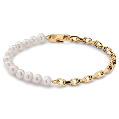 Ocata | Armband met Goudkleurige Anker Schakels en Parels