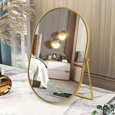 Dailygoods- Tafelspiegel Draagbaar - Enkelzijdig - Hoge Definitie - Metalen Frame - Modern Ontwerp - Schokbestendig Glas - Make-up Spiegel