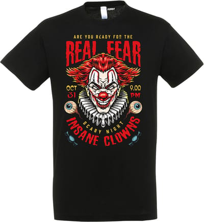 T-shirt Insane Clown | Halloween kostuum kind dames heren | verkleedkleren meisje jongen | Zwart | maat XS