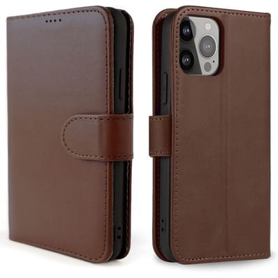 Coverzs telefoonhoesje geschikt voor Apple iPhone 13 Pro Max Bookcase hoesje - Walletcase flipcase shockproof hoesje pasjeshouder - bruin