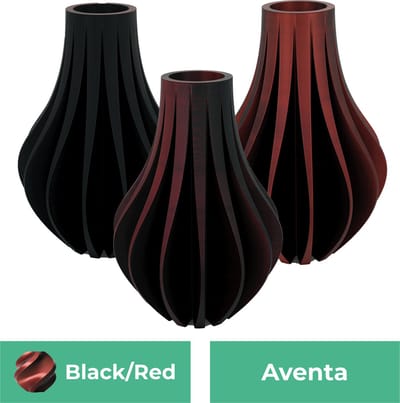 Aventa design vaas – Decoratieve vaas - Zwart / Rood - 3d geprinte vaas – geschikt voor droogbloemen - 20CM