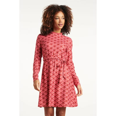 Smashed Lemon Stretchstof lippenprint jurk in rood en roze |