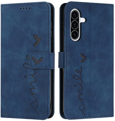 Coverup Hoesje - Geschikt voor Samsung Galaxy A36 Hoesje - Coverup Smile Book Case - Blauw