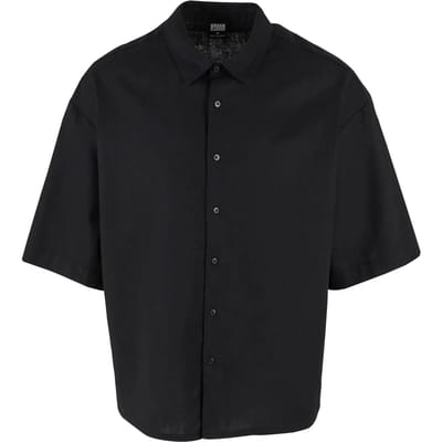 Urban Classics - Boxy Cotton Linen Overhemd - 4XL - Zwart