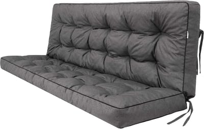 Schommelbank Kussen - Zitkussen Bankopleg - Ontspannen Buiten - Inclusief Extra Kussens - 140x49 cm - Grafiet