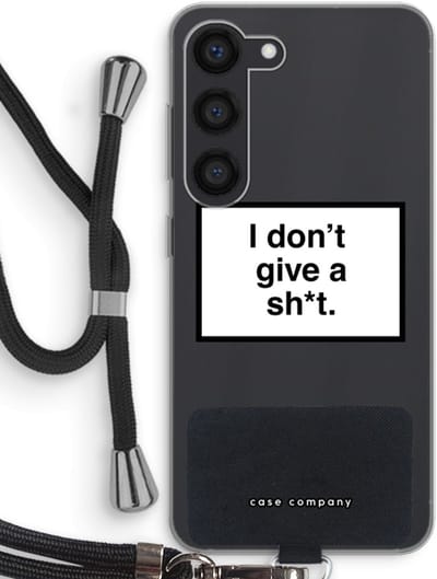 Hoesje met koord geschikt voor Samsung Galaxy S23 hoesje met Koord - Don't give a shit - Telefoonhoesje met Zwart Koord - Bescherming aan alle Kanten en Over de Schermrand