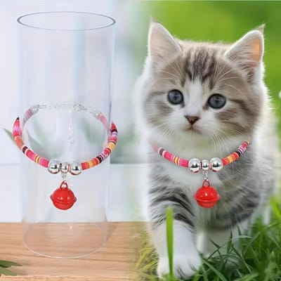Verstelbare Katten Halsketting Halsband met Kleurrijk Kralen & Bedel Design Zachte Comfortabele Huisdier Sieraden voor Kleine Rassen, Huisdier Accessoire voor Kittens, Kattenhalsband