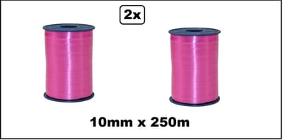 2x Krullint pink 10mm x 250meter - krul lint thema feest decoratie kado kado gold verjaardag