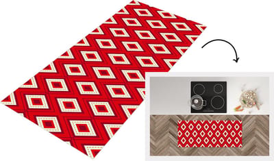 Keukenloper - Loper keuken - Kerst - Patronen - Ruit - Rood - 120x50 cm - Keukenloper vinyl