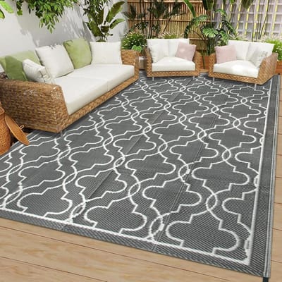 Omkeerbare Buitentapijt 1,5 cm x 18,5 cm - Gemakkelijk Schoon Te Maken Terrasmatt voor Tuin en Camping