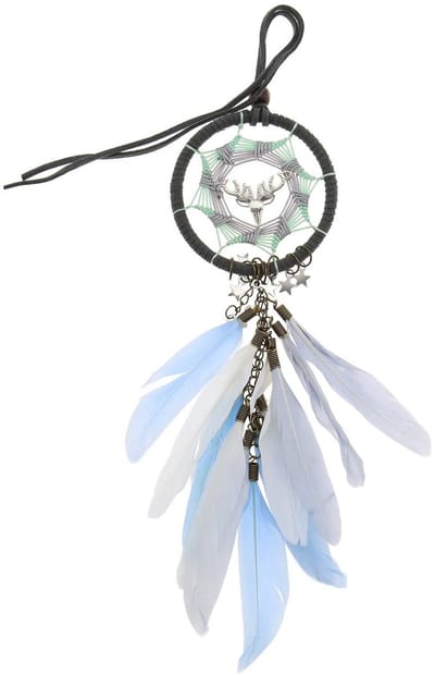 Dailygoods- Dromenvanger Handgemaakt 40 cm - Auto Ophangen - Woondecoratie - Grijs - Zevenpuntige Ster - Vredige Dromen - Droomvanger
