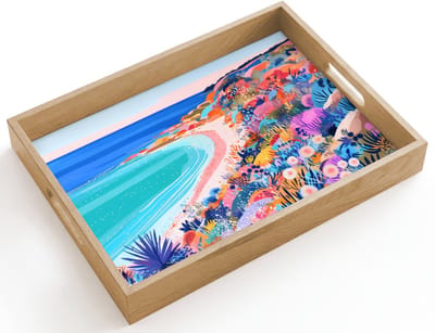 Dienblad hout 40x30 cm - Schootdienblad - Bloemenweide - Zee - Zomers - Borrelplank rechthoek - Plateau dienbladen