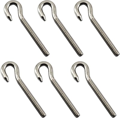 Dailygoods- Oogbout M10 - 6 Stuks - Roestvrij Staal 304 - Duurzaam - Corrosiewerend - Geschikt voor Binnen/Buitengebruik - Haakbout