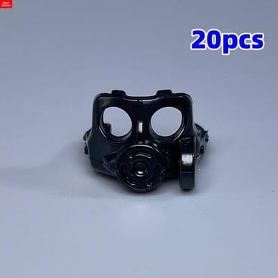 20 pièces Masque à gaz noir Expérience 4 cm Figure Porter Casque Casque Axé sur l'apprentissage Blocs de construction Jouets assemblés Poupées Jouets black