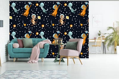 Behang - Fotobehang Planeten - Hond - Patroon - Breedte 360 cm x hoogte 260 cm