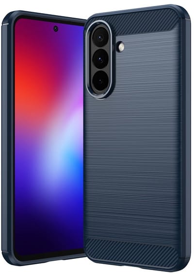 MobyDefend Hoesje - Geschikt voor Samsung Galaxy A27 - TPU Backcover - Geborstelde Metaal & Carbon-Look - Blauw
