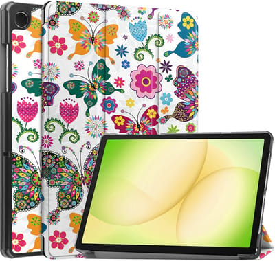 Hoes - Geschikt voor Samsung Galaxy Tab A11 Plus - Dun & Stevig - Trifold Bookcase - Hard Cover - Hardcover Book Case - Tablet Hoesje - Vlinders