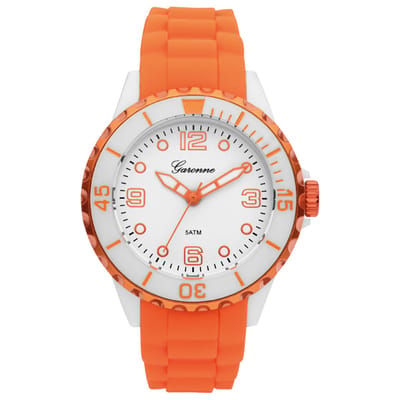 Garonne Sportief Kinderhorloge Oranje Silicone Wit Kunststof - 5ATM - 36mm