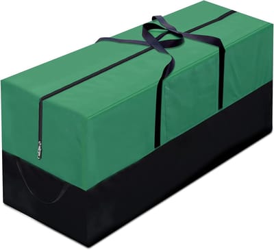 Opbergtas, beschermhoes, bekleding, zware belasting, scheurvast, 600D Oxford-weefsel, opbergtas met draaggreep, waterdicht, kerstbomen tas, groen zwart (122 x 38 x 55 cm)