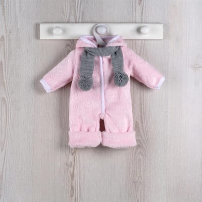 Asi poppenkleding fleece sneeuwpak roze Scandinavische stijl pop.