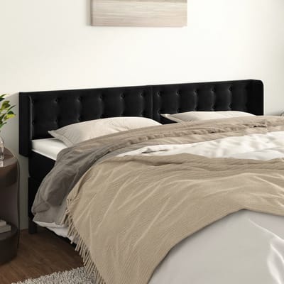 vidaXL - Hoofdbord - met - randen - 183x16x78/88 - cm - fluweel - zwart