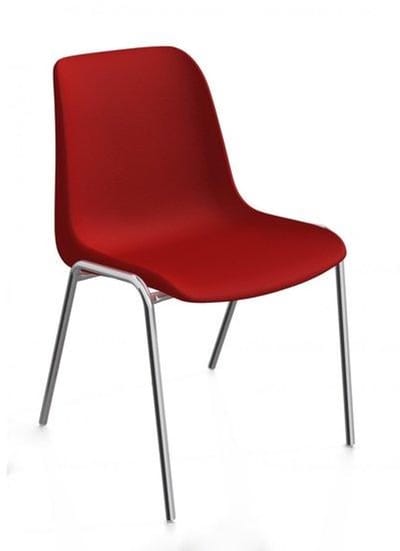 Kantinestoelen Rome kunststof stapelbaar rood koppelbaar