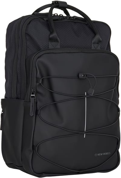 New Rebels Trondheim Rugzak – Laptop Rugtas 15,6 inch – Schooltas & Werktas – Waterafstotend – 18L – Nylon/PU – Zwart