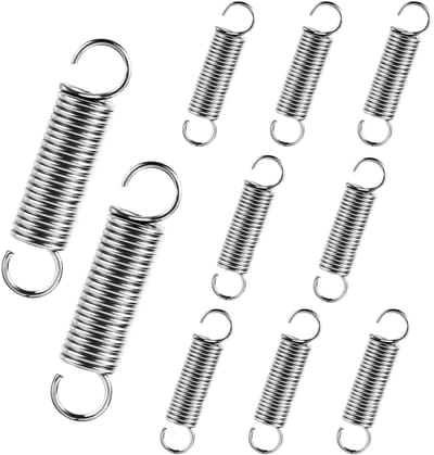 10 Stuks Spiraalveren 75 x 17 x 2mm Rvs Tension Spring met Dubbele Haak voor Trampolines, Afvalbakken en Tuinmeubelen