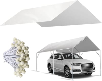 Carport Luifel Vervangende Hoes - Auto Garage Dekzeil - Voertuig Beschermen - Heavy Duty PE Stof - 10x20 voet - Wit