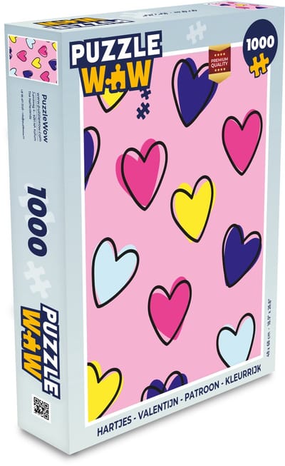 Puzzel Hartjes - Valentijn - Patroon - Kleurrijk - Legpuzzel - Puzzel 1000 stukjes volwassenen