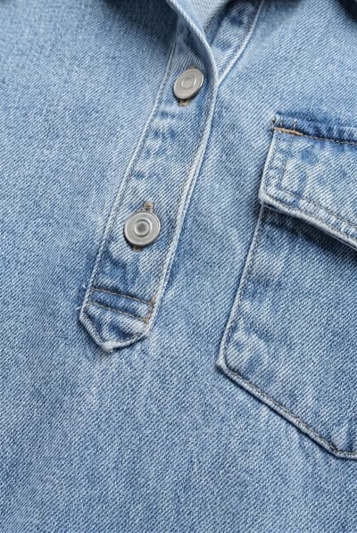 EDITED Asta Denim Dress Dames - Jurk - Lichtblauw - Maat 36