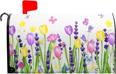 Brievenbus Cover - Brievenbushoes Magnetisch - Tuindecoratie - Waterdicht Oxford Materiaal - 61 x 50 cm - Lente Bloemen