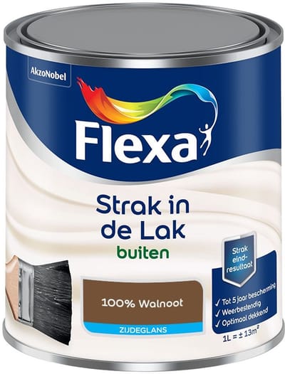 Flexa - Strak In De Lak Buitenlak Zijdeglans - 100% Walnoot - Mengverf - 1 L