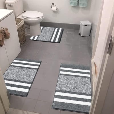 3 Stuks Luxe Badmat En Voetstuk Mat Set Super Zachte Microfiber Fluffy Badkamer Tapijt Machine Wasbaar Absorberende Douche Tapijten Voor Badkamer